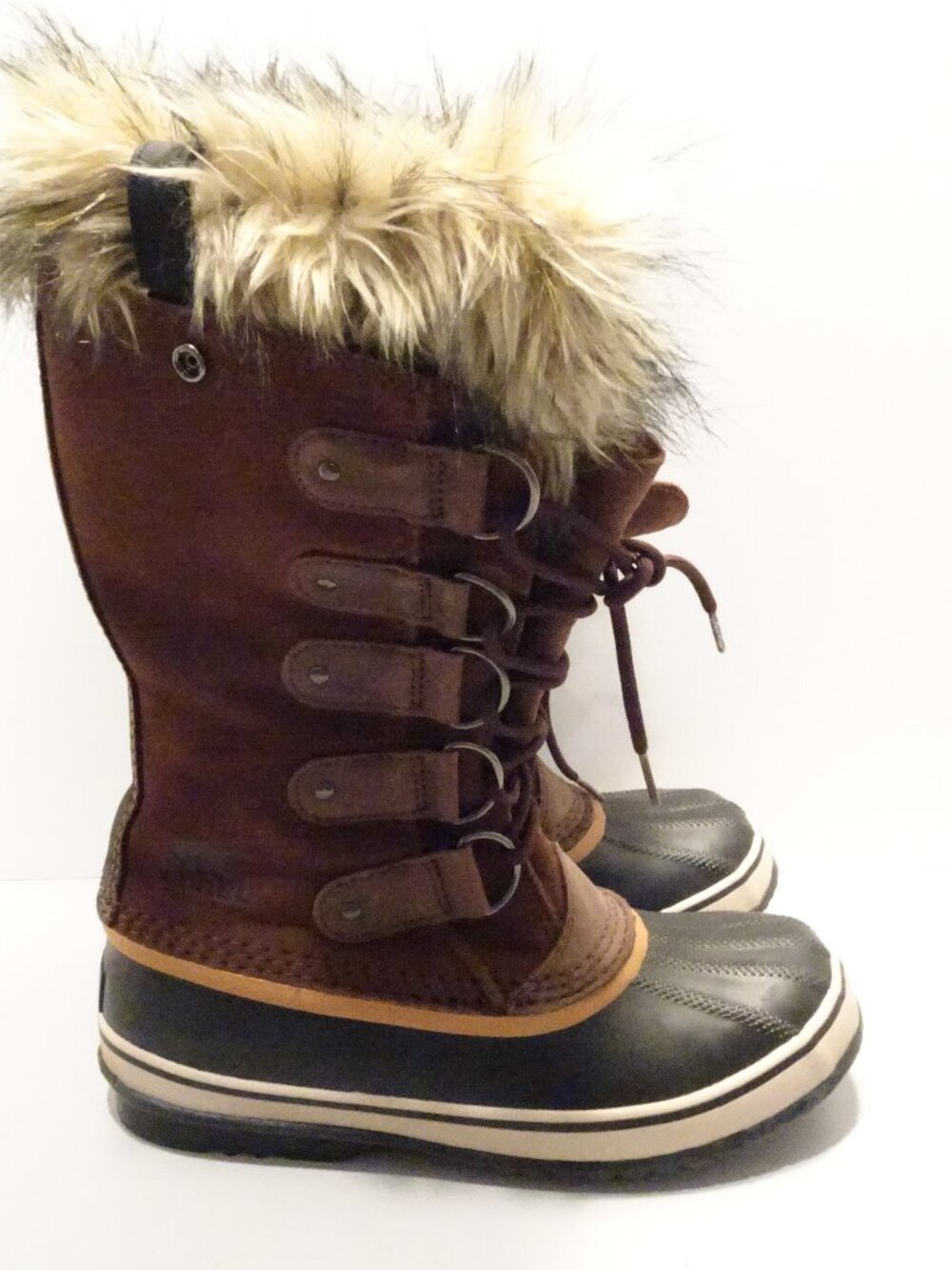 Sorel Womens Joan Of Arctic NL1540-256 Black Brown Lace-Up Snow Boots Size 8